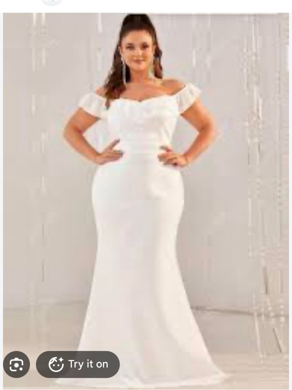 Off-Shoulder White Maxi wedding Dress